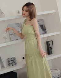 Island Vacation Plaid Tie Back Maxi Dress