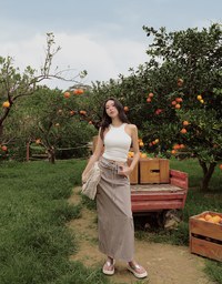3 WAY Nylon Cargo Side Slit Maxi Dress