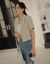 Textured Lapel Suit Blaze Jacket (With Shoulder Pads)