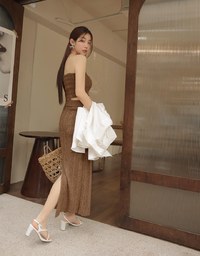 Bohemian Boho Style Tube Long Skirts Padded Set Wear