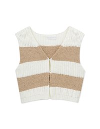 Button Patchwork Knit Vest