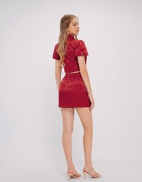 Qipao TOP Luxurious Golden Clasps Puffy Short Sleeves Cheongsam Top