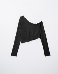 Glittery Sheer Asymmetrical Shoulder Top