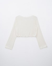 【HXA Design】Embossed Ruffle Trimmed Button Up Top H06