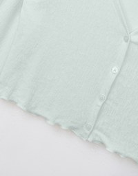 【HXA Design】Embossed Ruffle Trimmed Button Up Top H06