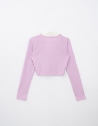Faux 2 Piece Collared Neck Button Up Knitted Top