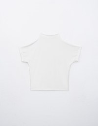 Modal Fabric Half Turtleneck Fitted Short Sleeve Top