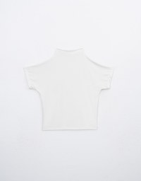 Modal Fabric Half Turtleneck Fitted Short Sleeve Top