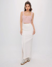 Hidden Placket Double Zipper Slit Long Skirt