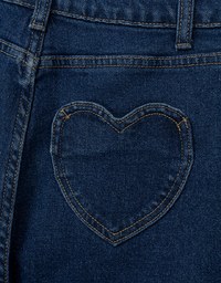 Heart Shape Pocket Jeans Denim Flared Trousers