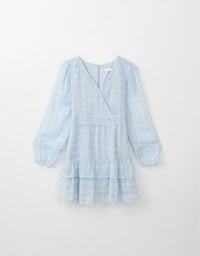 V Neck Sheer Polka Dot Flare Mini Dress
