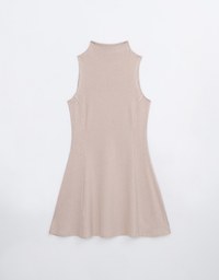 【Cooling】Modal Fabric Half Turtleneck Sleeveless Mini Dress