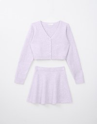 SET WEAR of Knit Cardigan Top and Mini Skirt Set Wear