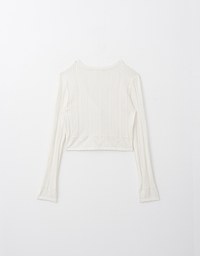 V Neck Heart Shaped Eyelet Knit Top