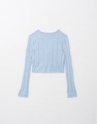 V Neck Heart Shaped Eyelet Knit Top