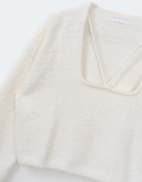 Cut Out Fluffy Knit Top