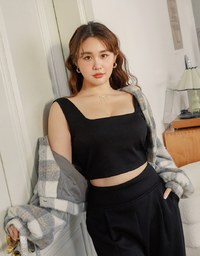 AIRY HOURGLASS BRA TOP Square Neck Bra Padded Cropped Top