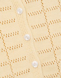 Eyelet Knit Collared Blouse Shirt