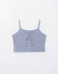 Button Front Tie Knit Cami Top