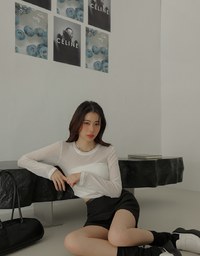 Sheer Knit Cropped Long Sleeve Top