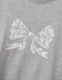 Lace Bow Embroidered Cotton Sweatshirt