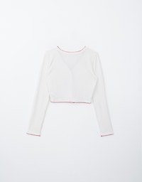 Heart Button Rib Knit Trim Top