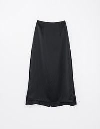 Layered Side Slit Satin Long Skirt