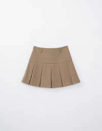 Wide Waist Pleated Suit Skirt