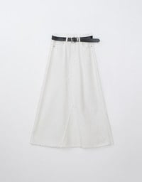 Frayed A Line Jeans Denim Maxi Skirt (Includes Belt)