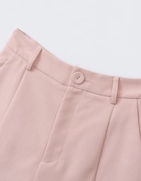 Textured Single Button Twill Shorts