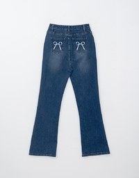 【Den!m LITE】Flare Jeans Denim Trousers with Bowknot Embroidered