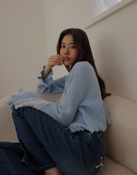 【Den!m LITE】Flare Jeans Denim Trousers with Bowknot Embroidered