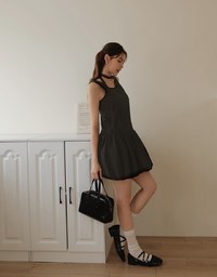 Preppy Mini Dress With Puffed Hem