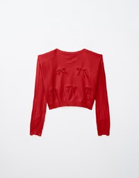 Preppy Style Knit Shawl with Bow Decoration