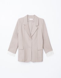 Layered Panel Slit Blazer Jacket (With Shoulder Pads)