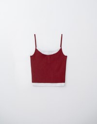 Faux 2 Piece Colour Contrast Cami Knit Top
