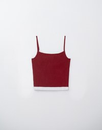 Faux 2 Piece Colour Contrast Cami Knit Top