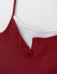 Faux 2 Piece Colour Contrast Cami Knit Top