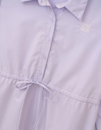 Long Sleeve Button Up Layered Shirt Collared Mini Dress with AIR SPACE Logo Embroidered