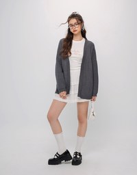 Loose Fit Monotone Preppy Cardigan