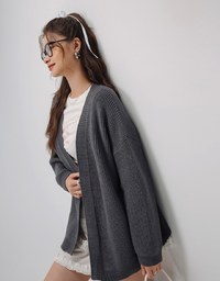 Loose Fit Monotone Preppy Cardigan