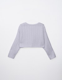 Long Sleeve Fluffy Mohair Ribbed Cropped Top