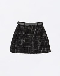 Classic Plaid Woolen Mini Skirt (with Belt)