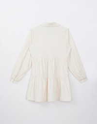 Corduroy Button Up Tiered Mini Dress