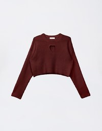 Heart Shape Cut Out Knit Sweater