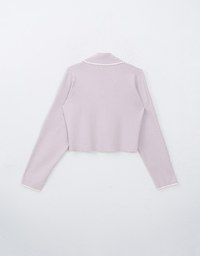 Stitch Detailed Hem Collared Knitted Top