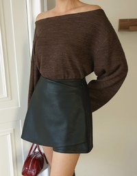 Asymmetric Faux Leather A Line Skort