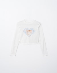 Cat Print Bow Ribbon Tee