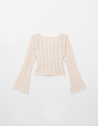 Square Neck Ruffle Flared Knit Top