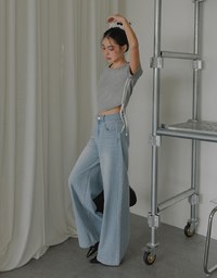 Classic Jeans Denim High Waist Wide Pants Culottes